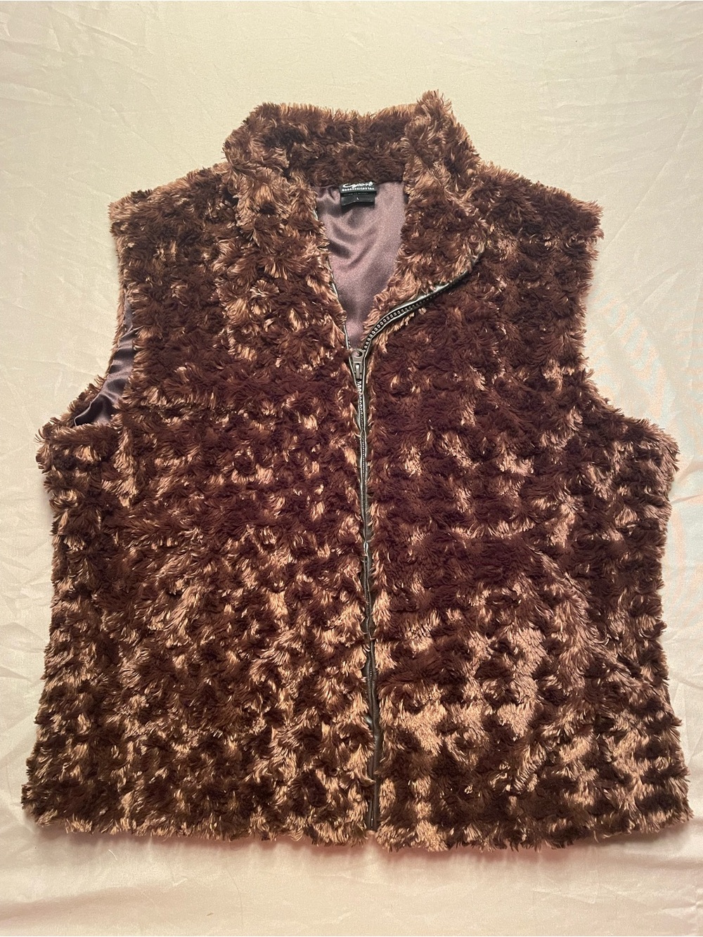 Cejon Accessories Inc. Women’s Plush Faux Fur Zip-Front Vest - Brown - Size L